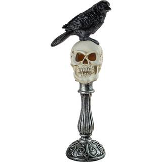 Totenkopf Büste mit Rabe & LED Beleuchtung 31cm