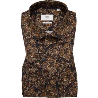 SLIM FIT Shirt in dark brown printed