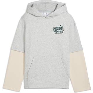 PUMA MID90s Layered Hoodie Youth, Kids, Light Gray Heather, 13-14Y