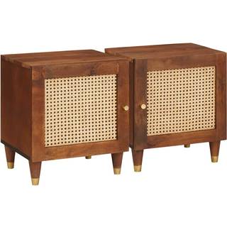 Natskab 2 pcs Brun 40 x 33,5 x 46 cm Massivt akacietræ