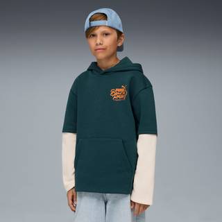 PUMA MID90s Layered Hoodie Youth, Kids, Green Terrain, 11-12Y