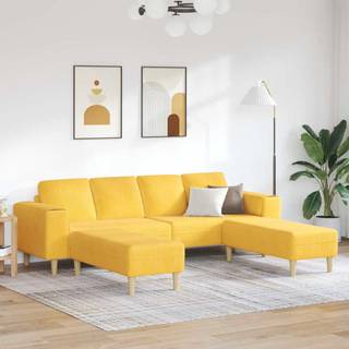 Stof Sofa Lys Gul Corduroy Stof