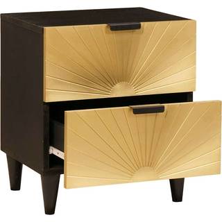 Sengebord Sort og Guld 40 x 33,5 x 46 cm Massivt mangotræ