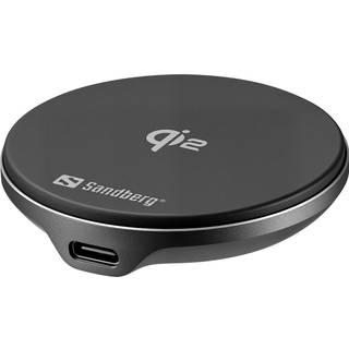 Sandberg 441-61 oplader til mobil enhed Universel Aluminium, Sort USB Trådløs opladning Indendørs