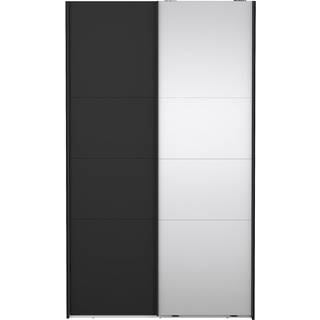 Catania Garderobeskab 1 skydelåge + 1 Skydelåge med spejl 120 x 200 cm - Matt Black Spejl