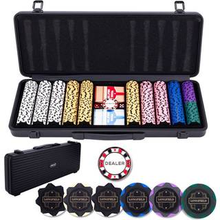 Pokerset i svart metallväska, 500 marker utan valör(14 grams)