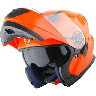 1Storm New Motorcycle Bike Modular Full Face Hjelm Dual Visir Solskrm: Blank orange