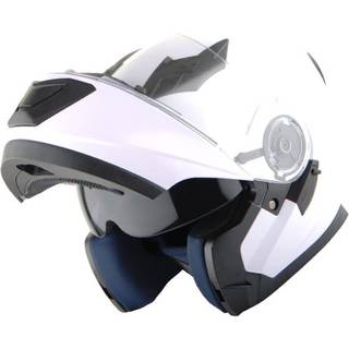 1Storm ny motorcykelcykel modulr fuldansigtshjelm dobbeltvisir solskrm: blank hvid