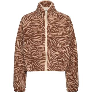 Roxy Women's Blurry Cloud Print Fleecejakke Damer størrelse L farve brun