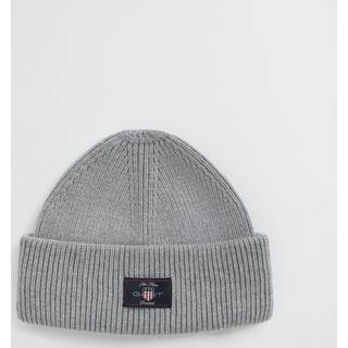 GANT Herre Ribstrikket beanie af bomuldsblanding (ONE SIZE) Sort Grå