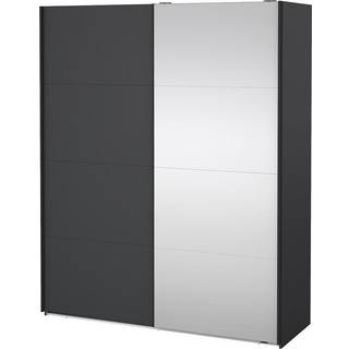 Bergamo Garderobeskab 1 skydelåge og 1 Skydelåge med spejl 180 x 220 cm - Matt Grey Spejl