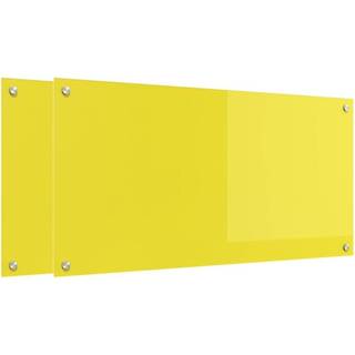 Køkken bagvæg 2 pcs Gul 100 x 50 cm hærdet glas