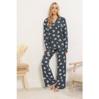 Lts Tall Grey Soft Touch Animal Heart Pyjama Set Size 22-24