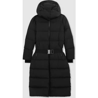 Reiss Reiss Black Colette Petite Belted Longline Hooded Puffer Coat