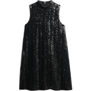 Superdry Superdry Black Sl Sequin A Line Mini Dress - 44