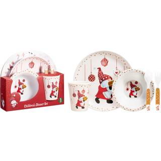 Børneservice med juledesign 5 dele assorteret