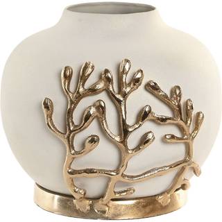 Vase Home ESPRIT Hvid Gylden Aluminium Moderne 19 x 19 x 18 cm