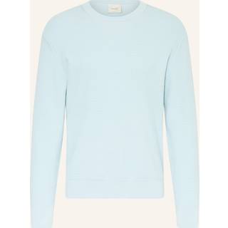 Cotton Textured Crewneck Jumper - Blue - XXL