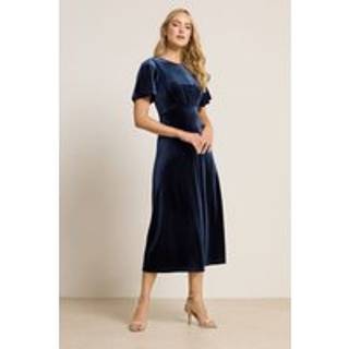 Lts Tall Navy Blue Velvet Midi Tea Dress Size 22-24