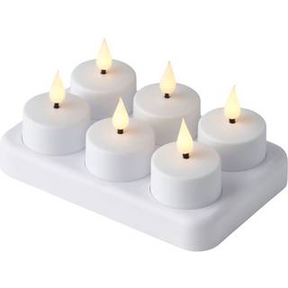 Genopladelige LED-fyrfadslys hvid 6-pk.