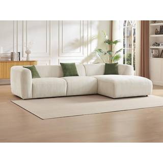 Hjørnesofa højrevendt i beige stof TANCAVO