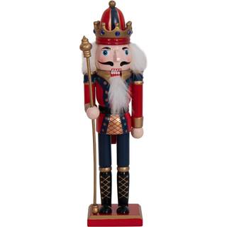 Nøddeknækker 30 cm - Med guldbelagt scepter i hånden - Klassisk og elegant julefigur