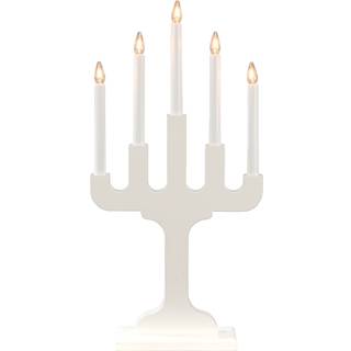 Femarmet Lysestage i Træ m. 5 Lys, hvid