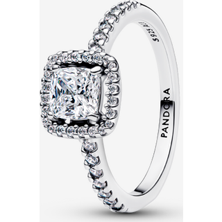 Pandora Silver Sparkling Square Halo Ring - 56 Pandora Ring
