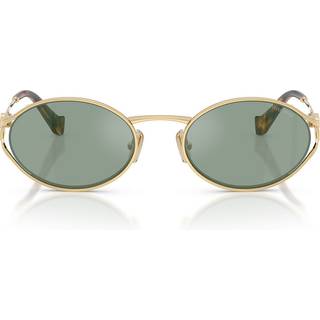 Miu Miu Kvinde MU 52YS 5AK04M Solbriller Metal Guld Grøn Rund Normal