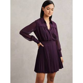 Reiss Reiss Giselle plisseret minikjole med gennemsigtige ærmer - 40