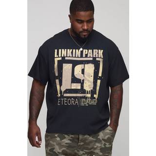 Mens Black Plus Oversized Linkin Park License Print Washed T-Shirt