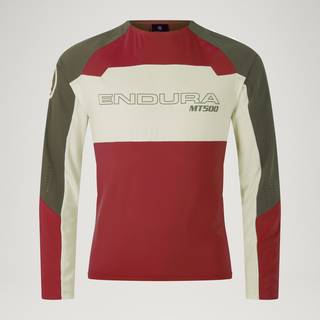 Endura MT500 Burner Lite Trikot Langarm Cykeljersey Herrer størrelse S farve rød