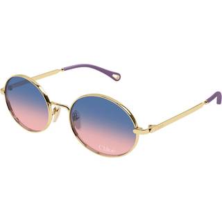 Chloé Kvinde CH0326S 003 Solbriller Metal Guld Blå Rund