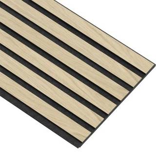 I-Wood Basic Original akustikpanel, ubehandlet natur, sort filt og sort kerne, egefiner, 17 x 300 x 2780 mm