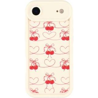 iPhone Air Stilfuldt stødsikkert TPU cover med forhøjede kanter - hvid / sløjfebundne kirsebær