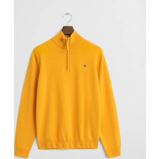 GANT Herre Sweater af ekstra fin lammeuld med halv lynlås (XL) Gul