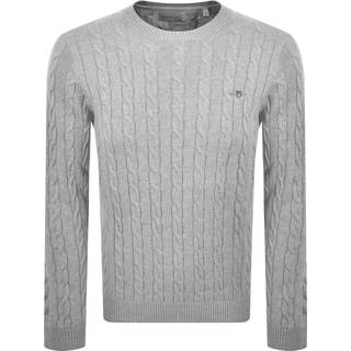 Gant Classic Cotton Cable Knit Jumper Grey