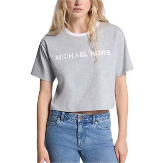 MK Appliquéd Cotton T-Shirt - Grey - Michael Kors - L
