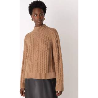 Whistles Whistles Brown Cable Wool Mix Detail Knit Jumper