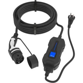 E-Line EV-ladekabel med DK-stikprop, Mode 2, Type 2 ,6A, 1F, sort - 5 meter