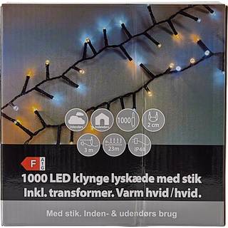 Klyngelyskæde med 1000 LED-lys - varm hvid/hvid