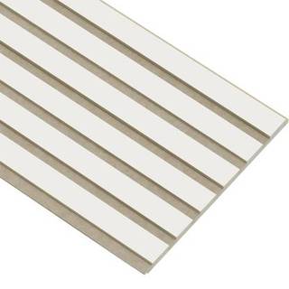 I-Wood Basic Original akustikpanel, hvidmalet, beige filt og lys kerne, folie, 16 x 300 x 2400 mm