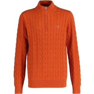 GANT Teenagere kabelstrikket sweater af bomuld med halv lynlås (146/152) Orange