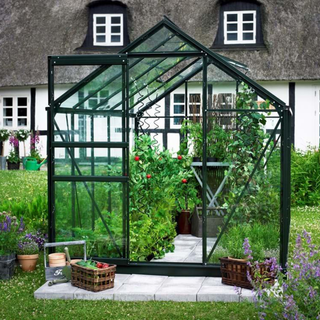 Halls Drivhus Popular 106 grøn m/3 mm hærdet glas  - F09898