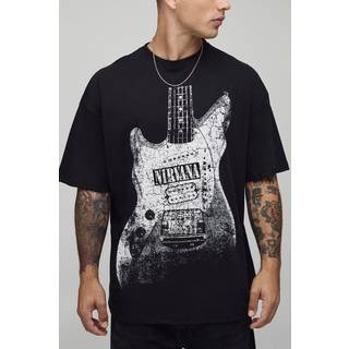 Mens Black Oversized Nirvana License Printed T-Shirt