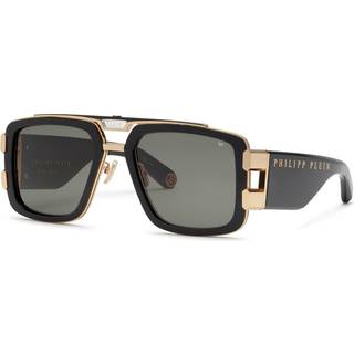 Philipp Plein Mand SPP128M PLEIN EAGLE 301 Solbriller Metal Guld Grå Firkantet Normal