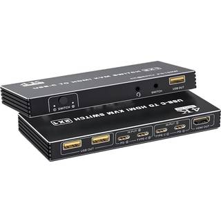 NÖRDIC USB-C til HDMI KVM-switch 4K 60Hz, Type-C KVM-switch HDMI til 2 computere 1 HDMI-skærm