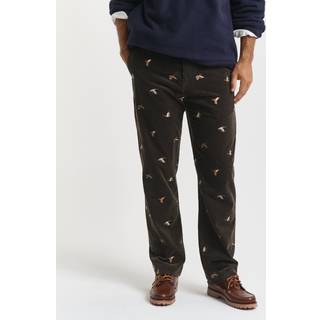 GANT Herre Straight fit broderede bukser i jernbanefløjl (32) Grøn