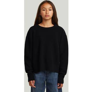 Girls Fisherman Crop Knit Cardigan - Black - girls