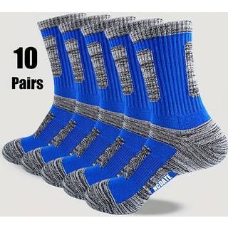 TEMU 10 Pairs Of Men's Color-matching Soft And Comfortable Anti-slip And Sweat-absorbing Mid-calf Socks, And Outdoor Sports, A Perfect Gift For